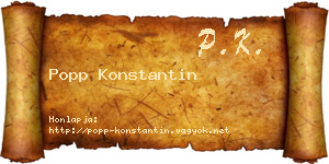 Popp Konstantin névjegykártya